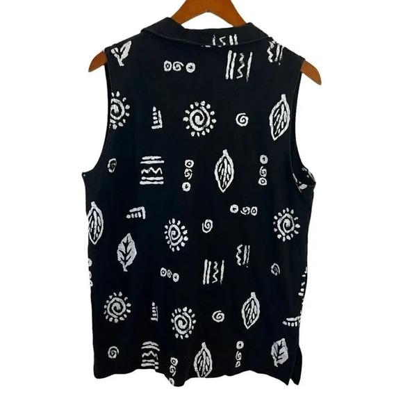 Moving Bleu Designers Originals Black and White Tribal Swirl Sun Leaf Tank Large - Picture 2 of 5